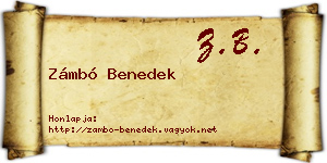 Zámbó Benedek névjegykártya